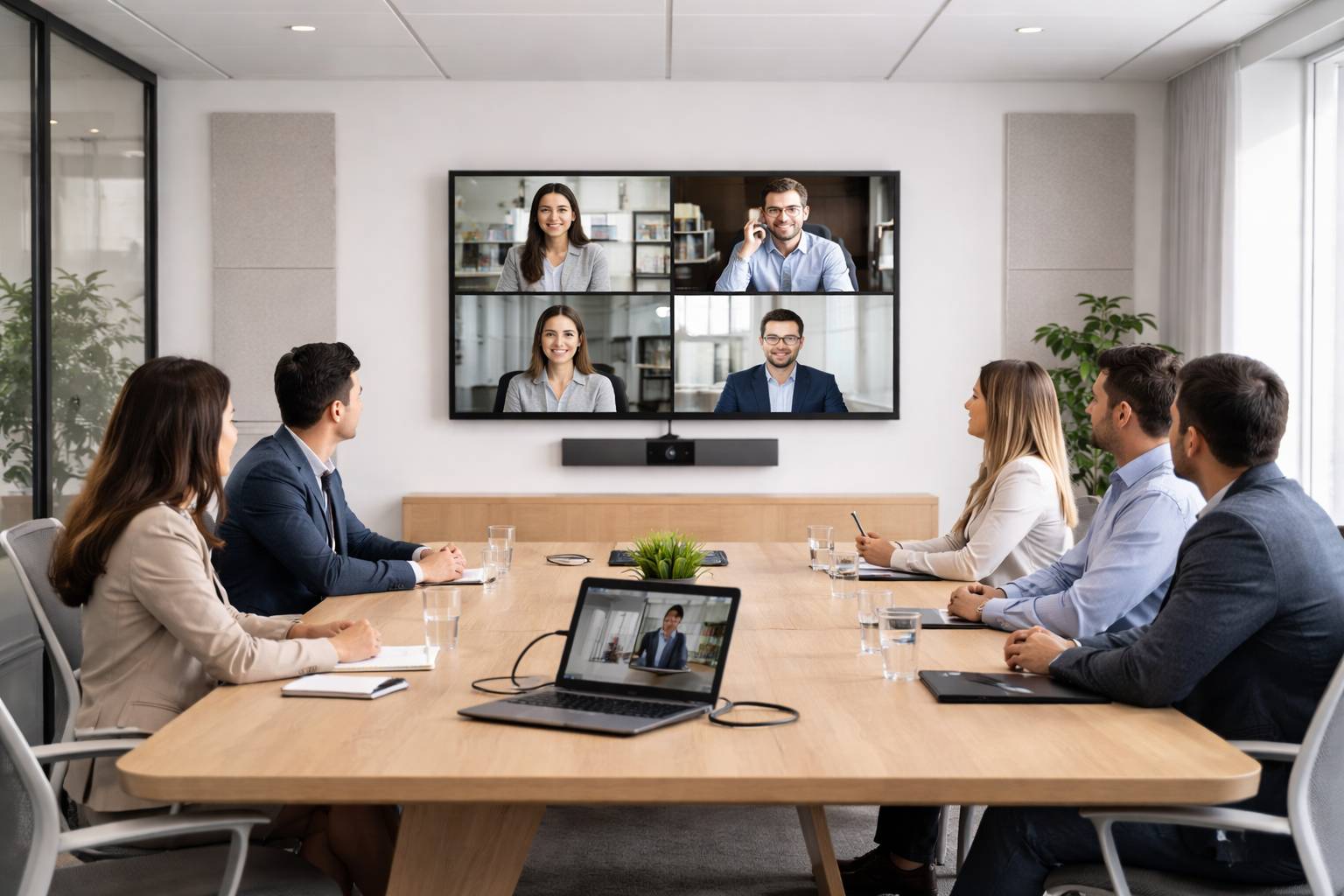 Sala de reuniones híbrida: configuración mínima de vídeo y audio que funciona a la primera